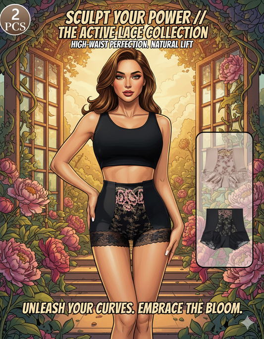 Breathable Thin Lace Sport Panties: Women's 2-Piece High-Rise Leisure Briefs - Seamless Hip-Lifting Comfort Underwear for Active Lifestyles