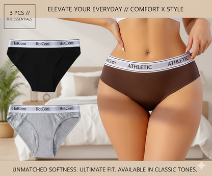 Fashion Casual Letter Print Triangle Panties for Women 3-Pack Low Waist Soft Comfort Underwear