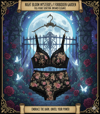 Full Coverage Support Bra Set for Full Figure Women: Sexy Floral Printed Embroidery Lingerie - High-Impact Plus Size Bra Suit (34-48 B-F)