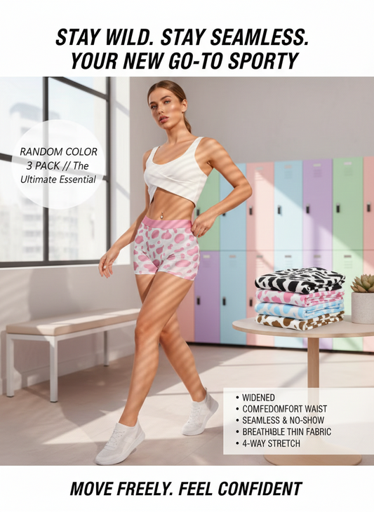 Trendy Cow Print Seamless Women's Panties (3 PCS): High-Elastic Widened Waist Briefs - Soft No-Show Breathable Lingerie for Everyday Wear