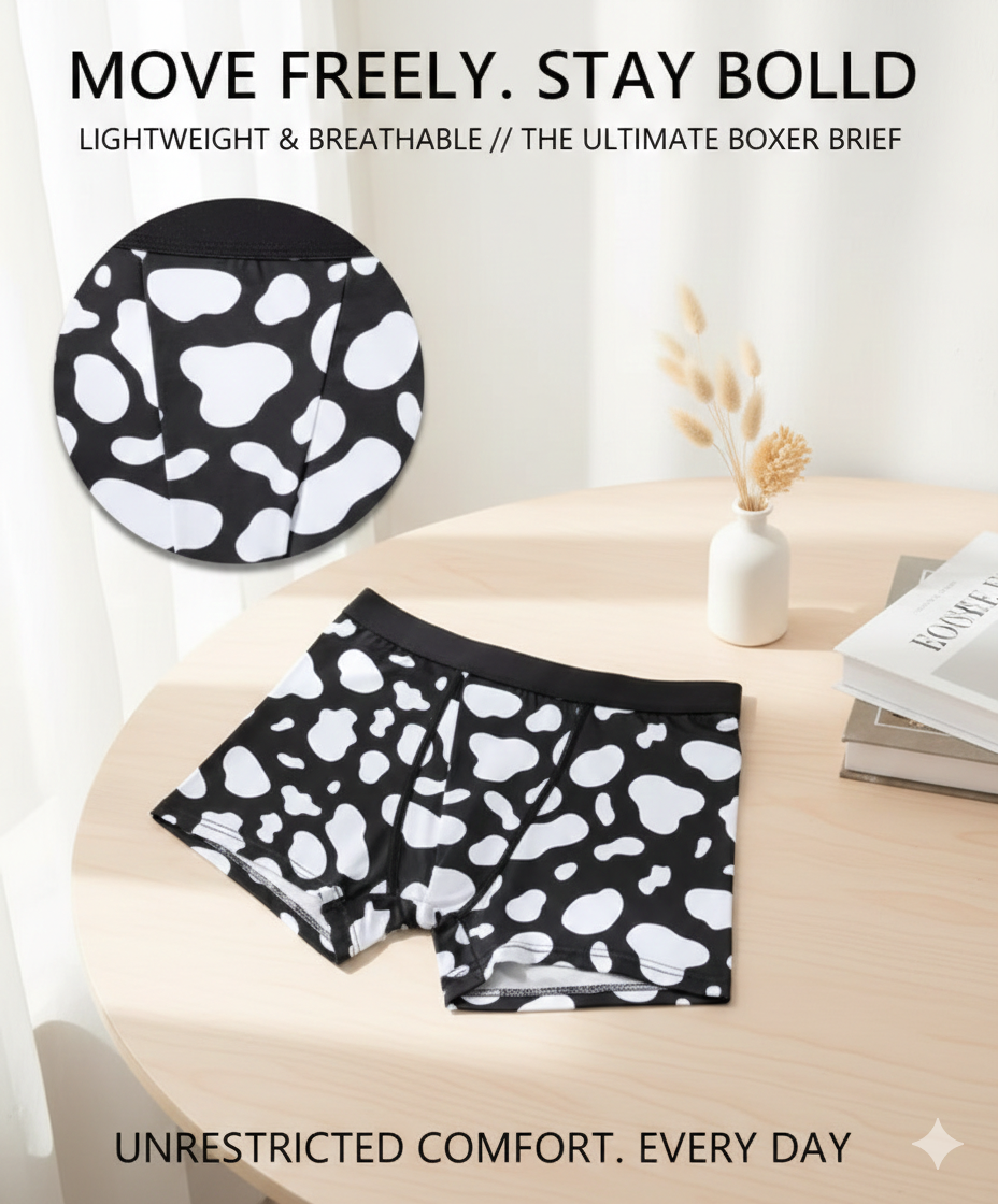 Trendy Cow Print Seamless Women's Panties (3 PCS): High-Elastic Widened Waist Briefs - Soft No-Show Breathable Lingerie for Everyday Wear